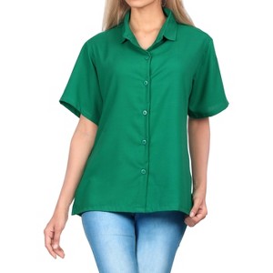 LA LEELA Womens Summer's Casual Blouse Shirt Blouses Short Sleeve Button Up Dress Tops Tee Shirts Coverup Hawaiian Dresses for Women - 1 of 4