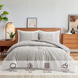 Peace Nest 3 Piece Tufted Embroidery Comforter Set Soft Clipped Microfiber Year-Round Warmth Geometric Design - 1 of 4