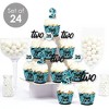 Big Dot of Happiness Two Cool - Boy - Cupcake Decoration - Blue 2nd Birthday Party Cupcake Wrappers and Treat Picks Kit - Set of 24 - 2 of 4