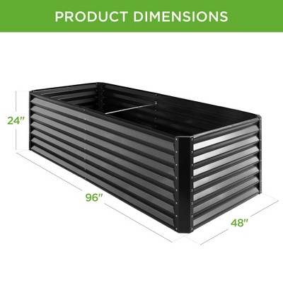 Gray 8x4x2ft Outdoor Metal Raised Garden Bed Planter Box