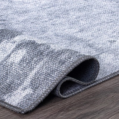 Gray Abstract Flat Woven Machine Washable Area Rug