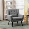 CAVINAS Linen/Velvet/Teddy/Leather Upholstered Accent Chair with Black Legs,Modern Upholstered Armchair with Wood Frame for Living Room - 2 of 4