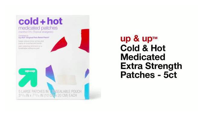 Cold &#38; Hot Medicated Extra Strength Patches - 5ct - up &#38; up&#8482;, 2 of 5, play video