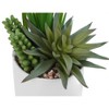 Monarch Specialties Artificial Plant 7 inch Tall Succulent Indoor Faux Fake Table Greenery Potted Set Of 2 Decorative Green Plants White Ceramic Pots - 4 of 4