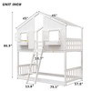 NicBex Twin Over Twin Bunk Bed with Roof,Loft Bed with Safety Guardrails and Ladder for Bedroom,Gray/White/Brown/Pink - 3 of 4