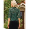 Allegra K Women's Evening Wedding Half Sleeve Ruffle Hem Elegant Lace Cardigan - 3 of 4