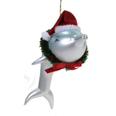 Italian Ornaments 4.0 Inch Dolphin With Santa Hat Christmas Italian  Ornament Tree Ornaments