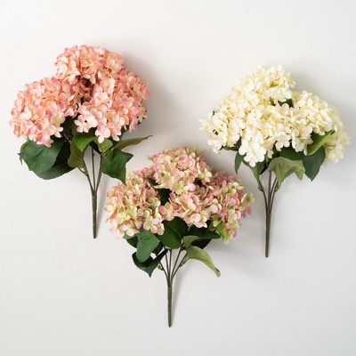Sullivans Artificial 18" Soft Blush Hydrangea Bush - Set of 3