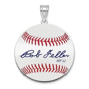 Black Bow Jewelry Sterling Silver Bob Feller Signature MD Enamel Baseball Pendant - 1 of 4