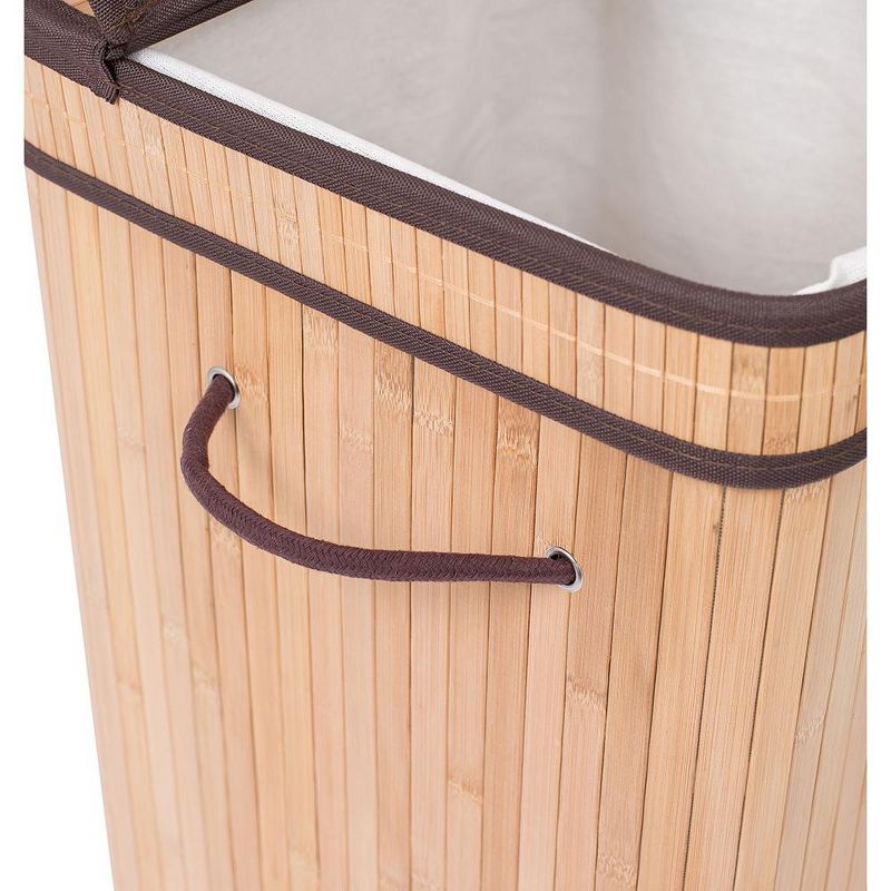 BirdRock Home Bamboo Square Laundry Hamper with Lid and Cloth Liner - Natural, 4 of 9