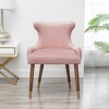 Velvet Upholstered Contemporary Accent Chair with Nailhead Trim, Button-Tufted Curved Back and Solid Rubberwood Legs with Gold-Tone Tips - 2 of 4