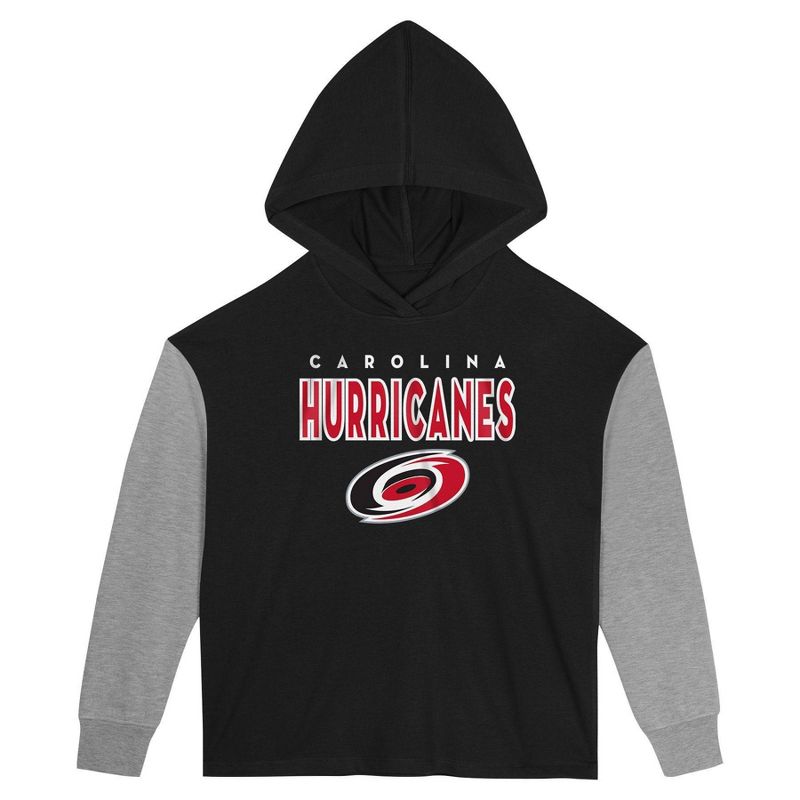 NHL Carolina Hurricanes Girls&#39; Long Sleeve Poly Fleece Hooded Sweatshirt, 2 of 4