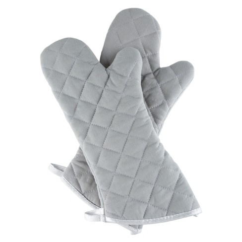 Oven Mitts, Set Of 2 Oversized Quilted Mittens, Flame And Heat Resistant By  Lavish Home (silver) : Target