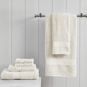 6Pcs 100% Organic Cotton Solid Color Bath Towel Set, Heavy Weight Ultra Soft and Absorbent Bath Towel - 1 of 4