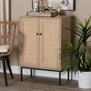 Sherwin 2 Door Storage Cabinet with Woven Rattan Accent Light Brown/Black - Baxton Studio: Mid-Century, Metal Base, Wood Frame - 2 of 4