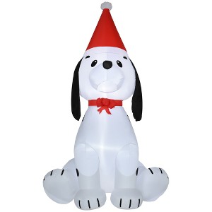 HOMCOM 6ft Christmas Inflatable Puppy Dog Wearing a Santa Hat, Outdoor Blow-Up Yard Decoration with LED Lights Display - 1 of 4