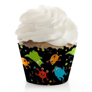 Big Dot of Happiness Monster Bash - Little Monster Birthday Party or Baby Shower Decorations - Party Cupcake Wrappers - Set of 12 - 1 of 4