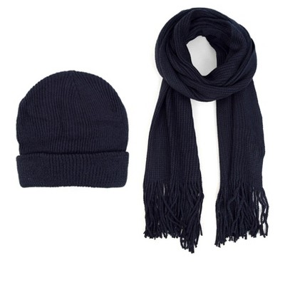 Men's Acrylic Knit Scarf and Hat Set