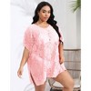 Coolmee Women Summer Plus Size Sexy Crochet Sheer Floral Beach Dress Bathing Suit Swim Coverup Mini Dress - 4 of 4