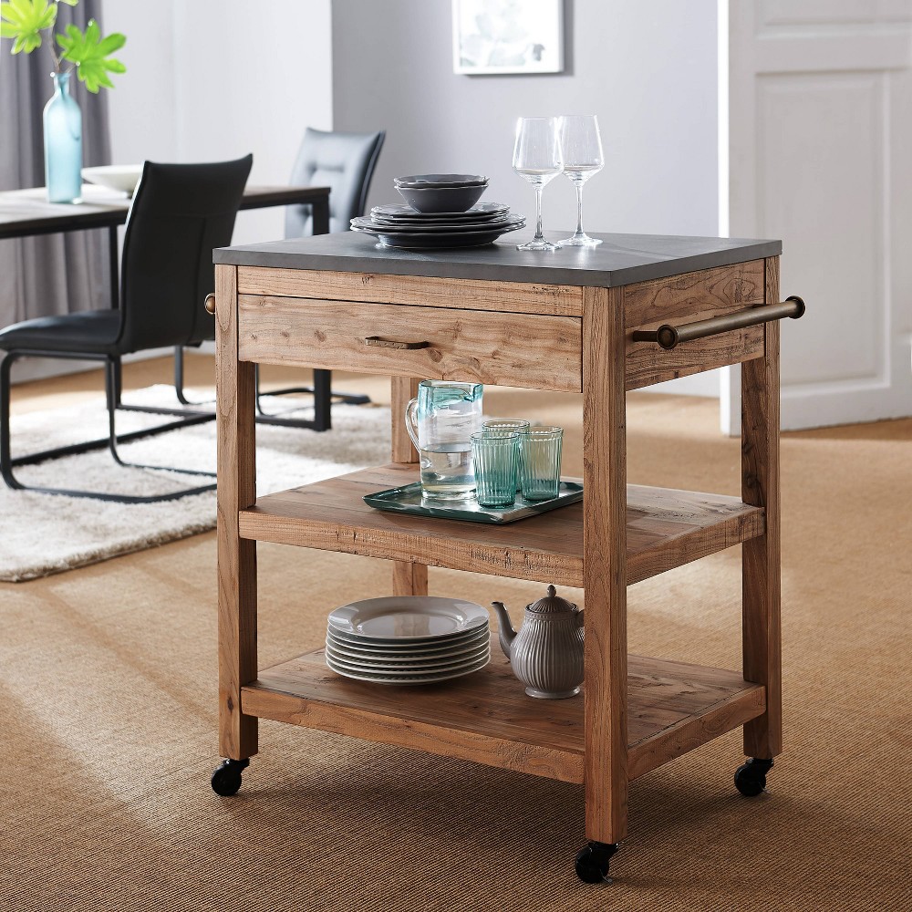 Clicross Rolling Kitchen Island with Storage Natural/Gray - Aiden Lane