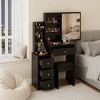 FONTOI 29.2"W/37"W/41"W Makeup Vanity Table Desk with Mirror Left Bedside Cabinet Stool Dresser Set for Woman Bedroom Dressing Room, Black/White - 2 of 4