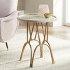Coast to Coast Accents Osso Modern Metal Round Accent Table 20" Wide Gold Mosaic Bone Tile Tabletop for Living Room Bedroom Bedside Entryway House - 2 of 4