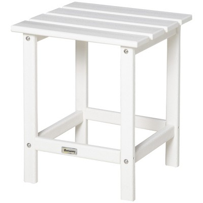 Outsunny White HDPE Plastic Square Patio Side Table