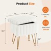 DSVIMOY Footstools Seat with 4 Metal Legs Anti-Slip Adjustable Feet Modern, Vanity Stool Chair with Storage, White, 12.2"*18.9"*16" - 3 of 4
