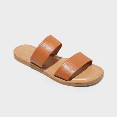 Women's Carissa Wide Width Slide Sandals - A New Day™ Tan 6w : Target