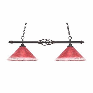 Toltec Lighting Elegante 2 - Light Island Pendant Light in  Dark Granite with 12" Raspberry Crystal Shade - 1 of 1