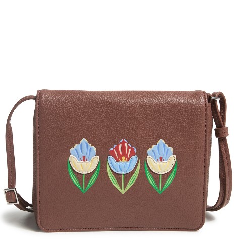 Vera Bradley Women's Outlet Faux Leather Small Flap Hipster Crossbody Bag Tulip on Fudgesicle
