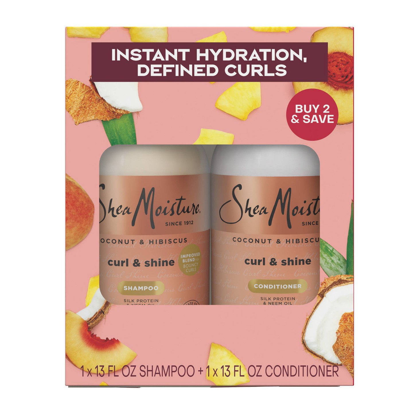 Набор SheaMoisture Coconut Hibiscus: шампунь и кондиционер для кудрявых волос — фото 1