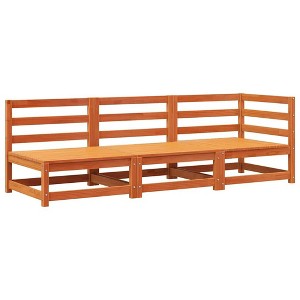 vidaXL Rustic Garden Sofa 3 Seater Modular Solid Pine Wood Wax Brown Outdoor Furniture Seating Relaxation Patios Chairs Sofas Patio Pallet Wooden - 1 of 4