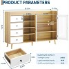 Farmhouse Style Sideboard Buffet Cabinet with Open Shelves and 4 Drawers, 55.11-Inch Large Storage Unit with Glass Doors and Adjustable Shelves - 3 of 4
