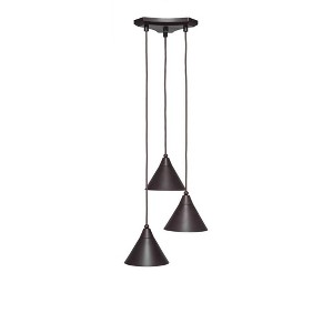 Toltec Lighting Europa 3 - Light Pendant in  Dark Granite with 7" Dark Granite Cone Metal Shade Shade - 1 of 1