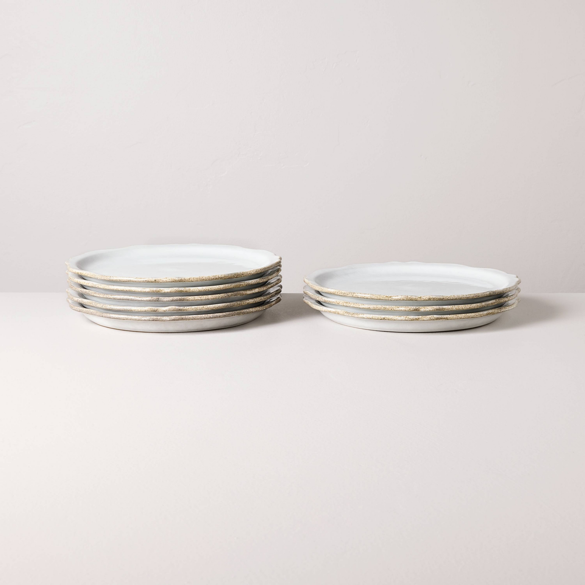 Set of 8 Carved Edge Salad Plates Cream - Hearth & Hand™ with Magnolia
