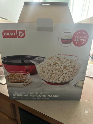 DASH SmartStore Deluxe Stirring Popcorn Maker, Hot Oil Electric Popcorn  Machine with Large Lid for Serving Bowl and Convenient Storage, 24 Cups  Aqua 24 Cups Aqua 
