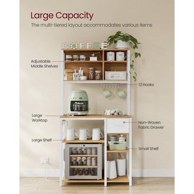 White Particle Board Adjustable Kitchen Baker's Rack with Shelves