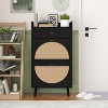 KWPZQEB Rattan Shoe Cabinet with 2 Flip Drawers, Hidden Wood Shoe Cabinet with Drawer, Freestanding Shoe Storage Cabinet for Entryway - 2 of 4