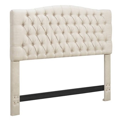 Cream Tufted Upholstered Queen Headboard with Wood Frame
