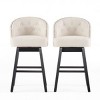 Bar Stool Set Of 2,Swivel Nailhead Trim And Button Tufted Living Room Chairs,Fabric Upholstered Rubberwood Legs Kitchen Chairs-Cuddlewood - 3 of 4