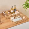 BRINJOY 2-Piece Water Hyacinth Tray Set - Handwoven Storage Trays with Handles (12.6" & 11" Rectangular Organizer) - 2 of 4