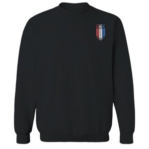 Americana Men's Usa Star Flag Lc Black Long Sleeve Graphic Cotton Pullover Sweatshirt - 1 of 4