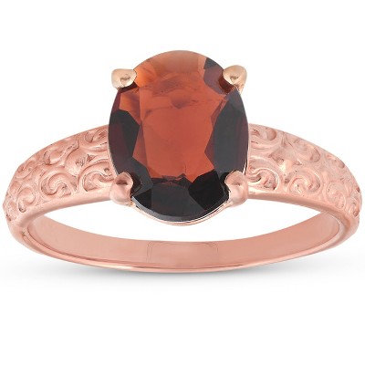 Pompeii3 2ct Oval Garnet Vintage Engagement Ring 10K Rose Gold