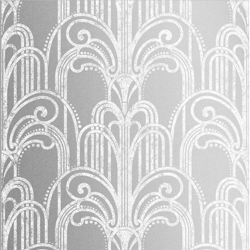 Art Deco Silver Geometric Paste the Wall Wallpaper, 1 of 5