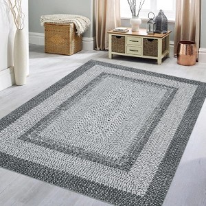 Modern Washable Area Rug, Non Slip Indoor Print Mat For Living Room Bedroom Dining Room Kitchen Enterway, Low Pile Stain Resistant Foldable Carpet - 1 of 4