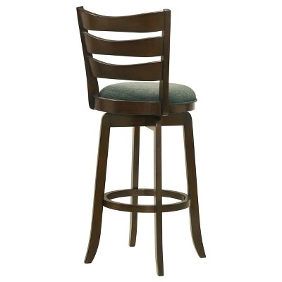 Hunter Green Swivel Wood Bar Stool with Ladder Back
