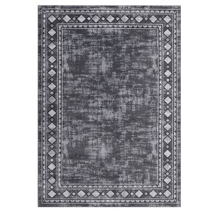 Washable Modern Bordered Rug Non Slip Low Pile Rug Soft Contemporary Throw Floor Cover Foldable Indoor Carpet for Living Room Bedroom Playroom - 1 of 4