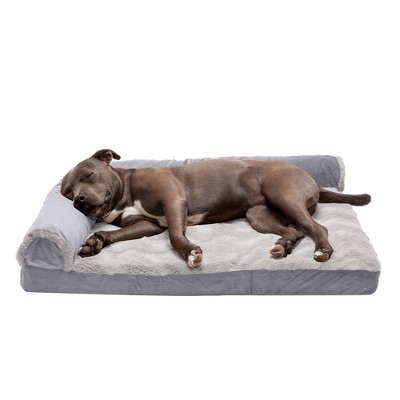 FurHaven Wave Fur & Velvet Deluxe Chaise Lounge Orthopedic Sofa-Style Dog Bed