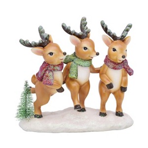 Transpac Resin Dancing Deer Set of 3 Decorative Figurines for Christmas Multicolor Tabletop Decor and Holiday Gifts - 1 of 1